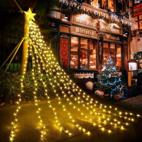 LED Guirlande Lumineuse Sapin de Noel avec Étoile, 9x2m USB Lumière de Décoration d'Arbre de Noël, 8 Modes d'Éclairage Guirlande Lumineuse avec Télécommande pour Intérieures Extérieures (Warm (1/5)