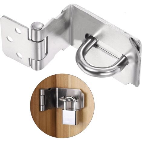 1 articolo: Chiusura a scatto per porta color argento, chiusura a scatto ad angolo retto di 90 gradi, chiusura a scatto per lucchetto da 3 pollici, clip di sicurezza in acciaio inossidabile 304, ferma (1/5)