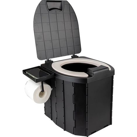 Tragbare Toilette, ergonomisches Design, leicht zu transportieren, schwarz (1/2)