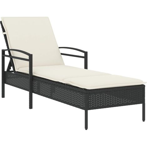 Maison Exclusive - Lettino Prendisole con Cuscino Nero 63x200x81 cm in Polyrattan