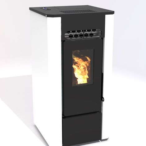 Stufa a pellet ventilata Dalia con wifi bianca da 8,9 kw (1/2)