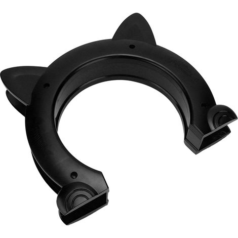 Porte pour chat intérieure en plastique en forme de tête de chat avec motif en arêtes de poisson (noir) (1/5)