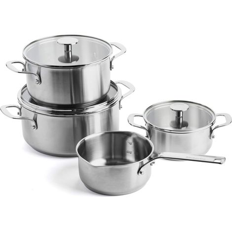 KitchenAid Stainless Steel Set di Pentole Antiaderenti in Acciaio Inox con Coperchio, Adatte a Tutti i Tipi di Fornelli, Induzione, Forno e Lavastoviglie, 16/20/24 cm + Pentolino 16 cm/1,5 L, 7 pezzi (1/4)