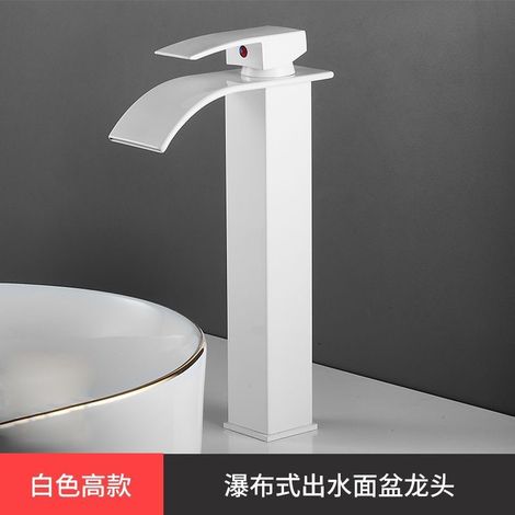 Factory direct price copper core countertop basin/washbasin/hand basin/washbasin hot and cold water faucet/bathroom faucet - white flat spout - tall model