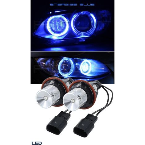 Set aus 2 LED-Lampen "Angel Eyes" (Engelsaugen), 12V–24V, blau, für BMW, CAN-Bus-kompatibel, ohne Fehlermeldungen.