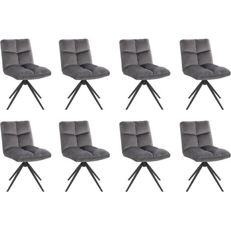 HOME DELUXE - Esszimmerstuhl NODA 8er Set - Farbe: Hellgrau - 360 Grad drehbar, weiche Polsterung, bis 120 kg belastbar I Küchenstuhl Speisestühle Esszimmerstühle Esszimmerstuhl Esszimmersessel Polst (1/5)