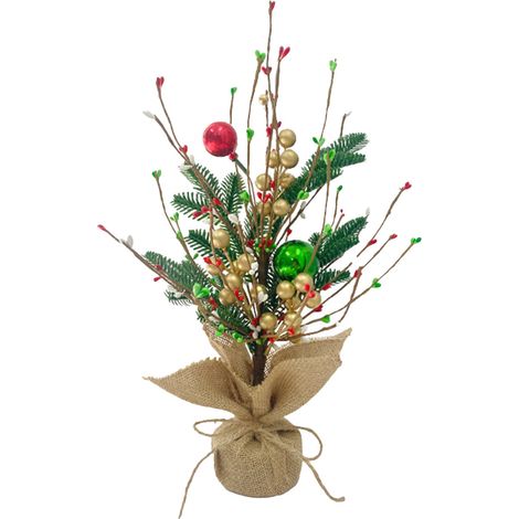 Künstlicher Weihnachtsbaum aus Kiefernnadeln, grüne Weihnachtspflanzendekoration, künstlicher Weihnachtsbaumschmuck aus Kiefernnadeln (Stil A: Weihnachtsbaum aus handgerollten Reiskugeln, Gold und far (1/2)