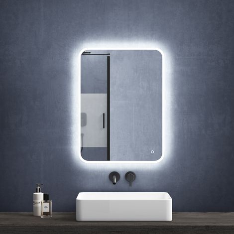 Mai & Mai miroir de salle de bain avec éclairage LED glace suspendu 600x800mm/800x600mm anti-buée interrupteur tactile Luz (1/5)