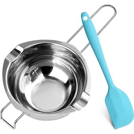 Bol à fondre pour bain-marie - En acier inoxydable - Résistant à la chaleur - Avec 1 spatule - Pour chocolat, sucre, beurre, fromage, cire, caramel, savons (1/5)