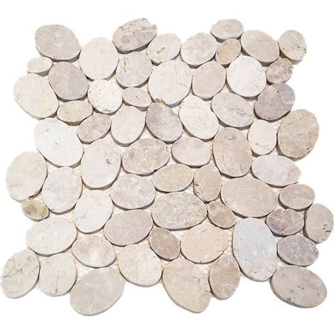 Mosaïque pour sol en galets 30x30cm – Anti-dérapant R10 – Pierre naturelle – Vente à l'unité – Barwolf