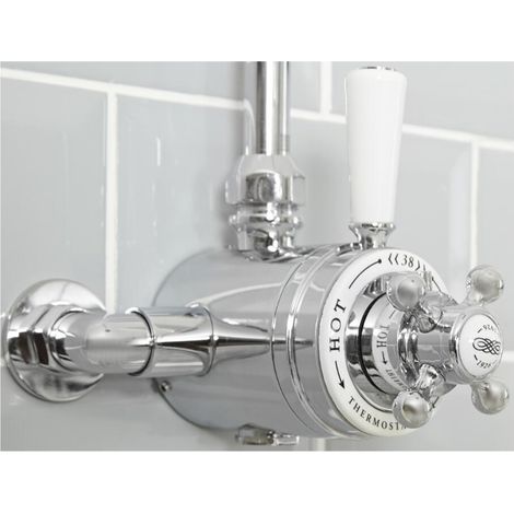 Milano Elizabeth Dual Exposed Thermostatic Mixer Shower Valve - Chrome & White (1/3)