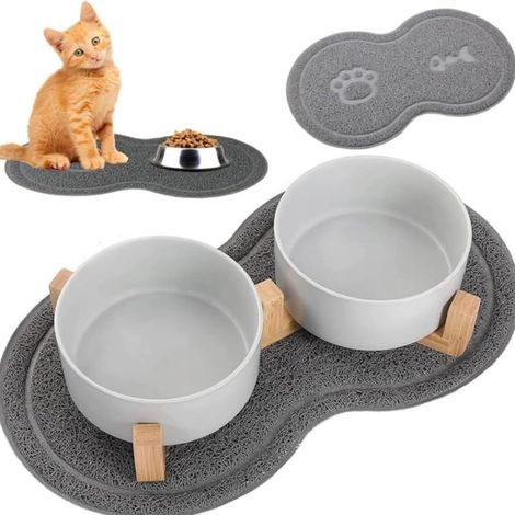 rutschfeste Matte für Hunde-/Katzennäpfe, 46 x 26 cm, Fischmotiv, Bodenschutz (1/5)