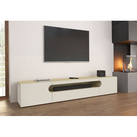 Meuble TV moderne 240 cm chêne/cachemire Regina (1/5)