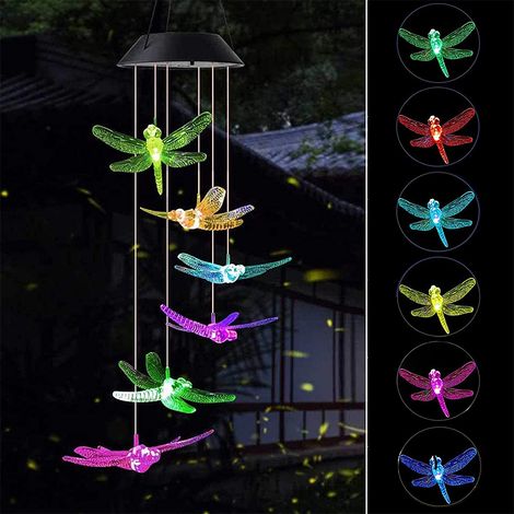 Carillon éolien papillon à couleurs changeantes, mobile décoratif LED, lumières décoratives d'extérieur étanches (1/5)