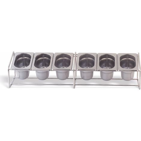 Set Support Inox et 4 Bacs GN 1/6 - H 100 mm - Pujadas