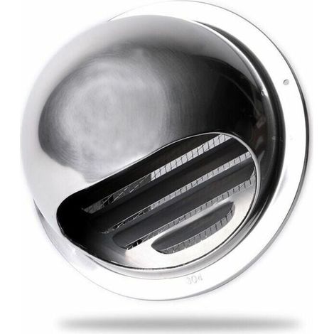 Grille Ventilation 100 mm Grille Aeration Inox Haute Qualité Grille Aération Extérieur Avec Moustiquaire Protège la Façade et Empêche l'entrée d'air Froid/Grille Inox (1/4)