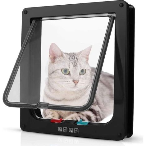 Cat Flap, Medium PVC Cat Flap, Small Cat Flap, Cat Flap for Wooden Doors, Cat Accessories, Smart Cat Flap, Cat Door, Dog Door, Black, S (1/5)