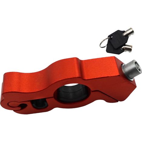 Antivol Guidon Moto CNC Aluminium Antidémarrage, Verrou Sécurité pour Moto Tout Terrain Cyclomoteur Scooter Quad, Rouge (1/5)