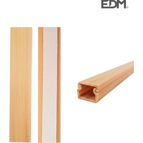Kabelkanal für elektrische Installation mit Klebeband, 2 m, 12,7 x 11 mm, helles Holz - Edm