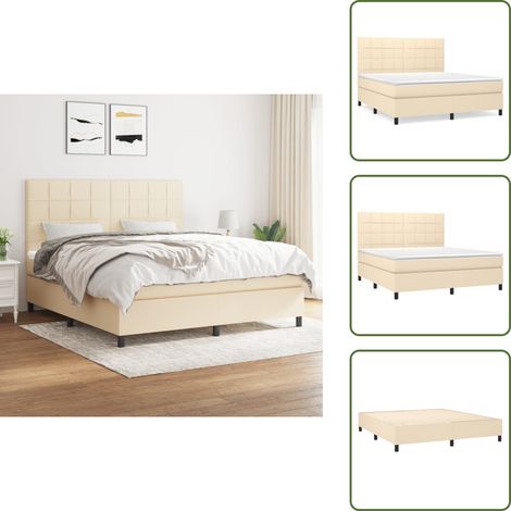 The Living Store Boxspringbett mit Matratze Creme 180x200 cm Stoff - Boxspringbett - Doppelbett - Cremefarbenes Bett - Bettrahmen - Matratze (1/5)