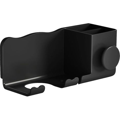 SHINING HOUSE Support mural pour sèche-cheveux sans trous, support adhésif pour sèche-cheveux, support plastique pour sèche-cheveux et lisseur pour la salle de bain et le meuble-lavabo (Noir 23.398cm)