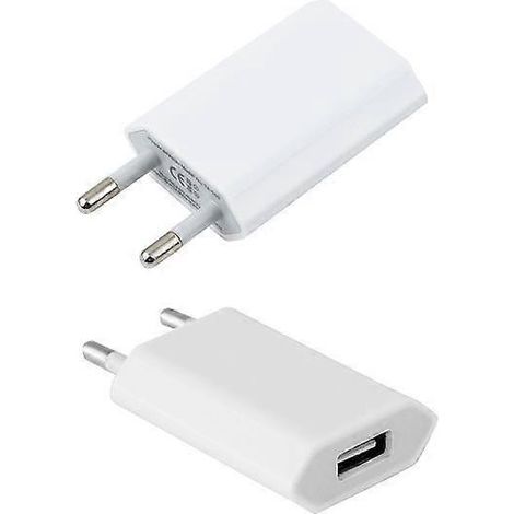 Chargeur mural 1A compatible avec les systèmes iOS et Android, certifié CE, blanc. (1/4)