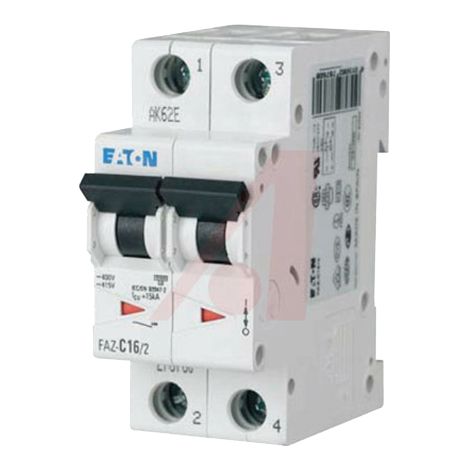 Disjoncteur Eaton Eaton Moeller 2P, 3A, pouvoir de coupure 10 kA, montage rail DIN ( Prix pour 1 )