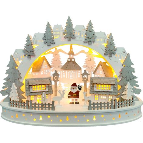 LED Winterlandschaft aus Holz Weihnachtslandschaft Weihnachtsdeko beleuchtet (1/2)