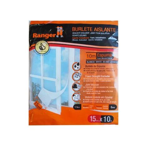 FPLUS burlete espuma 12x10 mts. , El burlete de espuma de poliuretano con adhesivo acrílico y papel protector está diseñado para el aislamiento de puertas y ventanas frente a las c