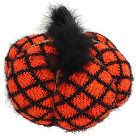 Dekorativer Stoffkürbis, exquisiter, weicher Kürbis aus Polyesterwolle für Thanksgiving, Halloween und Partys, orange (1/5)