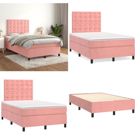 Sommier à lattes de lit avec matelas Rose 120x200 cm Velours - Lit Double - Lit Tapissier - Lit Velours - Literie - Chambre À Coucher - Home & Living (1/5)