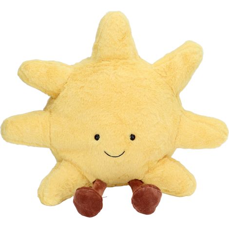 Peluche en forme de soleil, douce et hypoallergénique, oreiller décoratif mignon pour enfant, chambre, voiture ou bureau. (1/5)