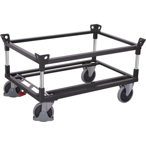 VARIOfit Palettenfahrgestell Gummibereifung für Gitterboxen/Europaletten mit 2 Winkelrahmen 1210x810mm Anthrazitgrau RAL 7016 (1/2)