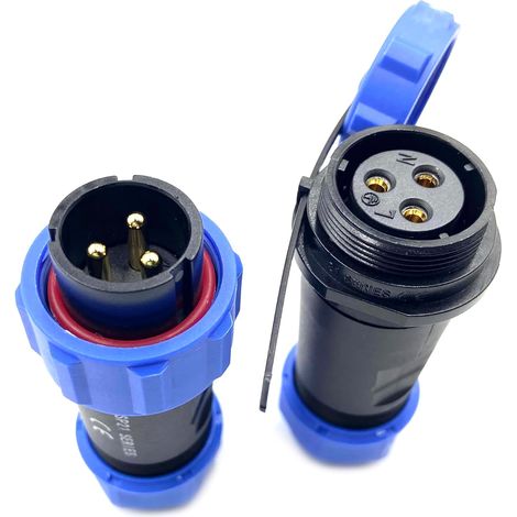 Connecteur Aviation Plug SP21 3 broches, IP68 3 broches sans soudure, prise d'aviation étanche et anti-poussière pour lampes d'extérieur, utilise 500 V 30 A (câble 12 AWG à sertir) (1/5)