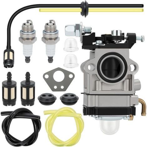 Kit 2 temps pour débroussailleuse & tondeuse 43 cm³ 49 52 cm³, kit de réparation complet avec joints, durites carburant, bougie d'allumage et filtre à essence - (1/5)