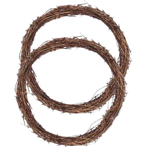 Lot de 2 Anneaux de Rotin Tressé Naturels 35 Cm pour Confection de Couronnes, Guirlande de Vigne Rustique pour Décoration Intérieure et Extérieure DIY, Cadre de Couronne (1/5)