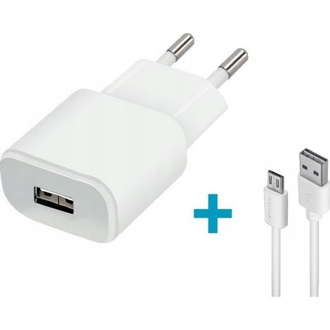 Chargeur mural Forever 1x USB 2A blanc + câble microUSB (1/5)