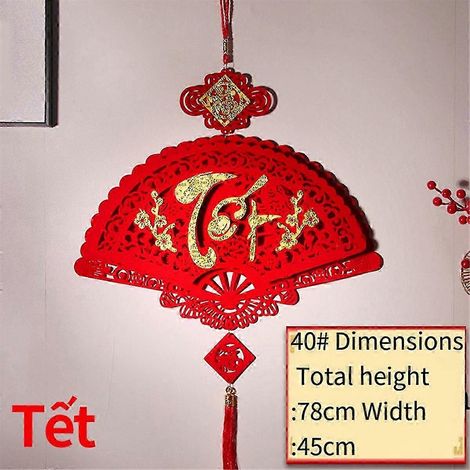 Ornements à pompons suspendus pour le Nouvel An chinois - Lot de 3 pendentifs décoratifs pour la décoration festive de la maison et les célébrations du Nouvel An lunaire (1/5)