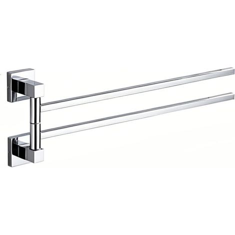 Porte serviettes mural 2 bras pivotants finition chrome brillant acier inoxydable durable fixation invisible solution élégante pour salle de bains moderne (1/3)