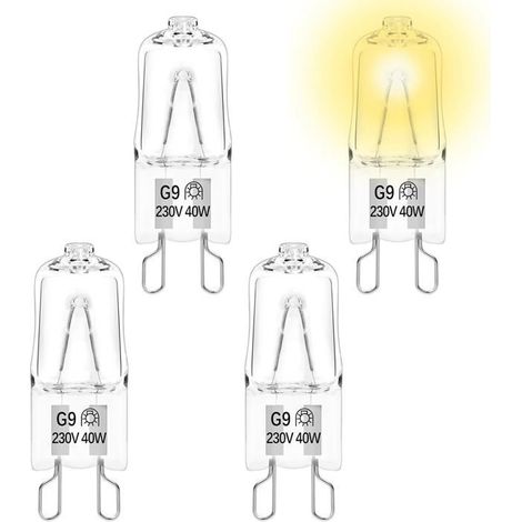 Ampoule halogène G9 Lot de 4 40 W 230 V Résistance à 300 °C Pour four et micro-ondes Blanc chaud (1/5)