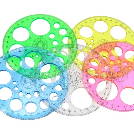 Gabarit de règle à 5 cercles, 360 degrés, mathématique pour (1/5)