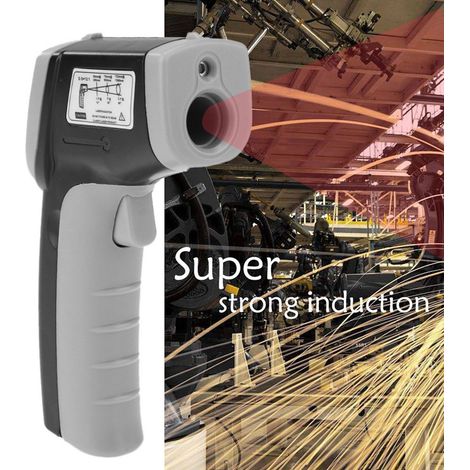 Thermomètre infrarouge numérique laser industriel sans contact avec rétroéclairage - 50-380 °C (non destiné à un usage humain) - Sans piles (1/5)