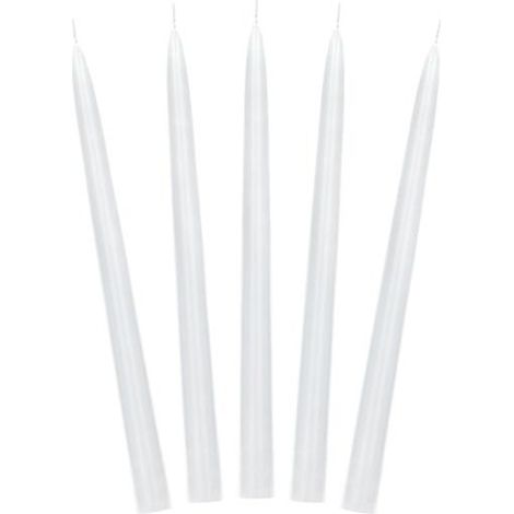 Candela affusolata opaca, bianca, 24 cm (1 confezione / 10 pezzi)
