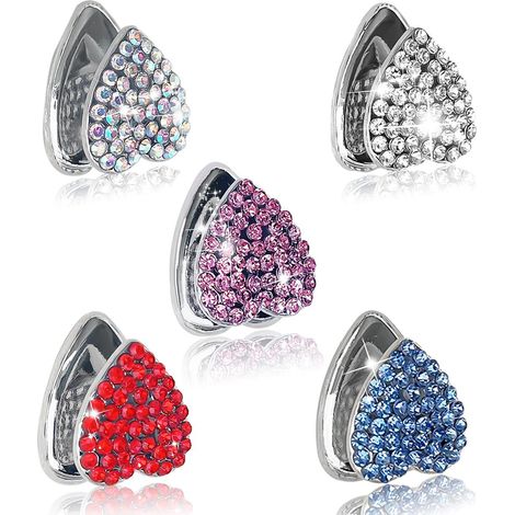 5 Crochets Auto Crystal Adhésifs Cœurs Strass pour Tableau de Bord, Porte-Clés, Masques, Écouteurs, Câbles de Charge (1/5)