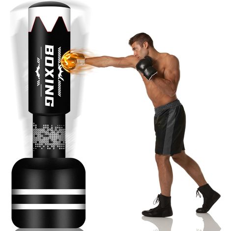Conception de la Mise à Niveau Sac de Frappe Adulte - 180cm Sac de Boxe Lourd Autoportant - Sacs de Sable Gonflables Kick Sacs de Frappe Boxe pour l'entraînement MMA Muay Thai (1/5)