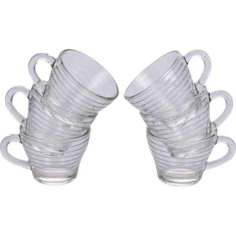SET 6 TAZZINE CAFFE'VETRO RIGHE 90ML (1/4)