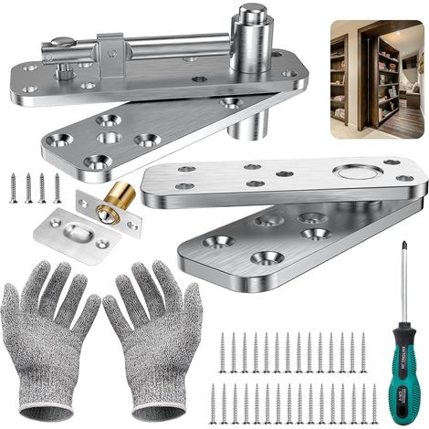 Concealed pivot door hinge, 570 LB Heavy Duty, Murphy Door Kit 360 Invisible Pivot Door Hinge, Silver