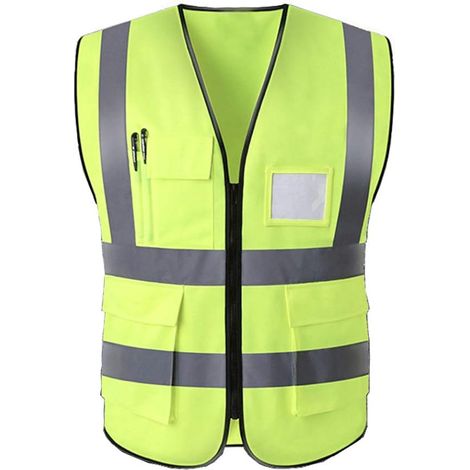 MINKUROW 2 Piezas Chaleco De Seguridad Reflectante De Alta Visibilidad Ropa Trabajo Gerente Ejecutivo Chaleco Chaqueta Cremallera Brace Seguridad Teléfono Móvil Bolsillo Id Titular 3d (1/5)