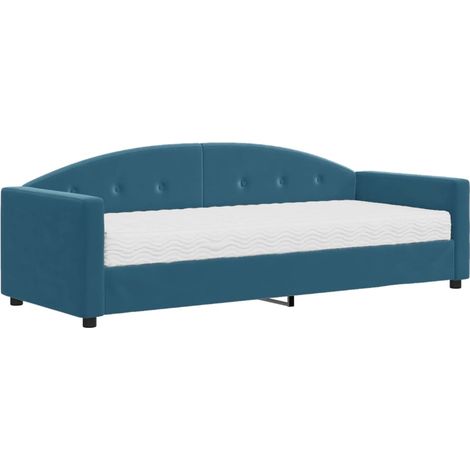 vidaXL Divano Letto con Materasso Blu 80x200 cm in Velluto (1/5)