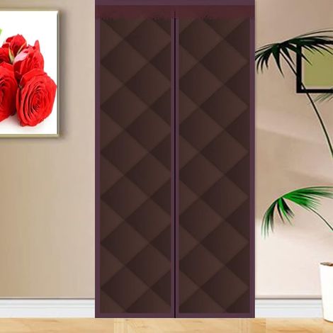 Rideau de porte magnétique thermique Rideau de Porte Épaississant d'hiver Isolant Phonique Anti Froid pour portes Isolation Seule pour portes de balcon Porte de salon extérieure 105x220cm Marron (1/5)